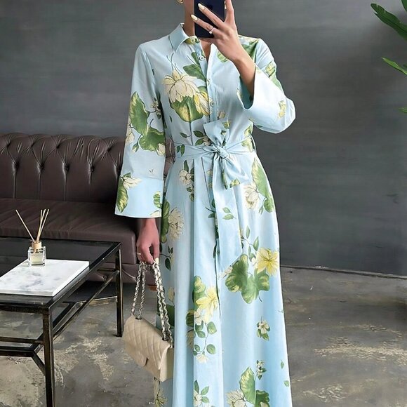 Dresses & Skirts - Baby Blue Casual Elegant Women's Floral Dress